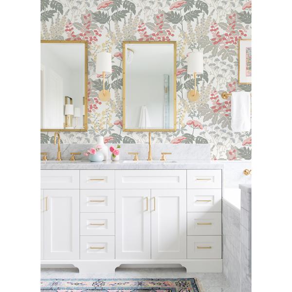 A Street Prints Brie Pink Forest Flowers Wallpaper