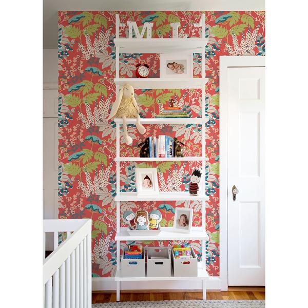 A Street Prints Brie Red Forest Flowers Wallpaper