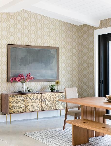 A Street Prints Burton Gold Modern Ogee Wallpaper