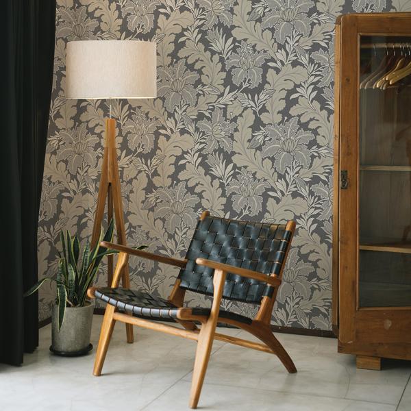 A Street Prints Butterfield Grey Floral Wallpaper