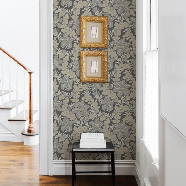 A Street Prints Butterfield Grey Floral Wallpaper