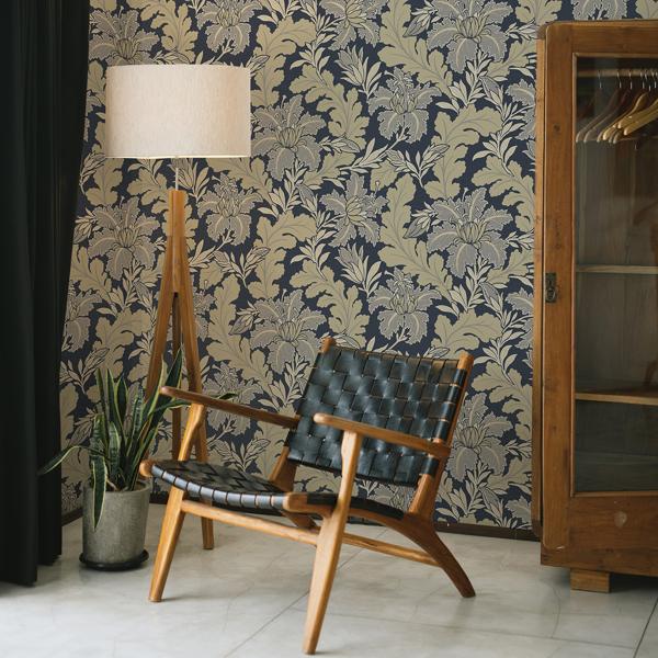 A Street Prints Butterfield Navy Floral Wallpaper