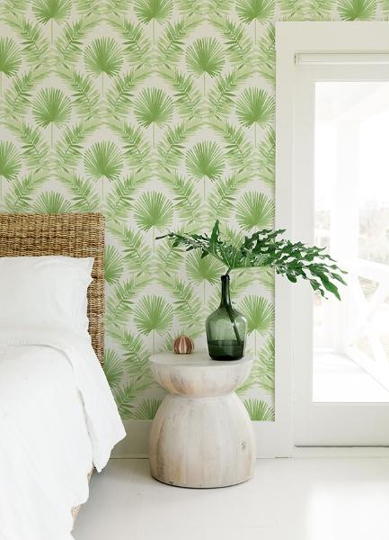 A Street Prints Calla Green Painted Palm Wallpaper