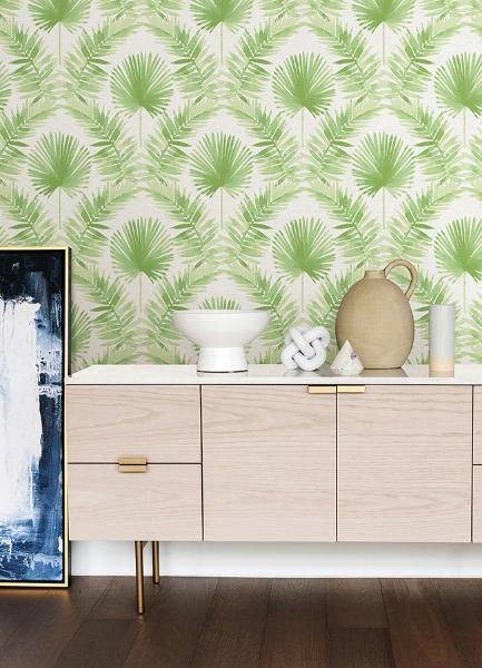 A Street Prints Calla Green Painted Palm Wallpaper