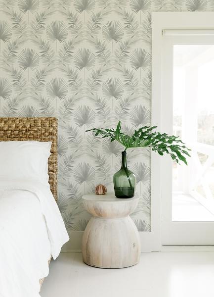 A Street Prints Calla Grey Painted Palm Wallpaper