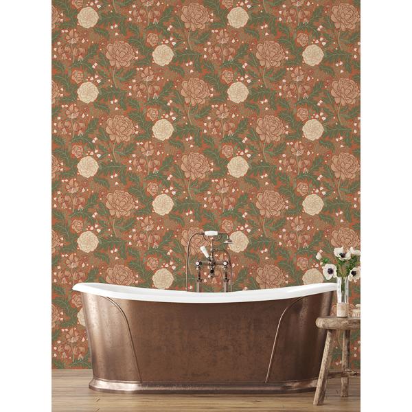 A Street Prints Camille Red Peony & Lily Wallpaper