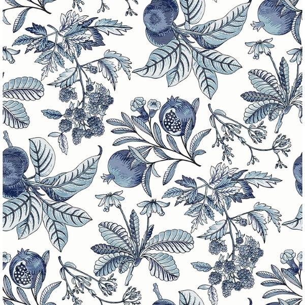 a street prints Cecilia Blue Fruit Wallpaper