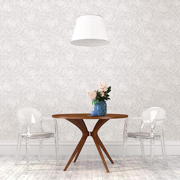 A Street Prints Celestial Grey Floral Wallpaper