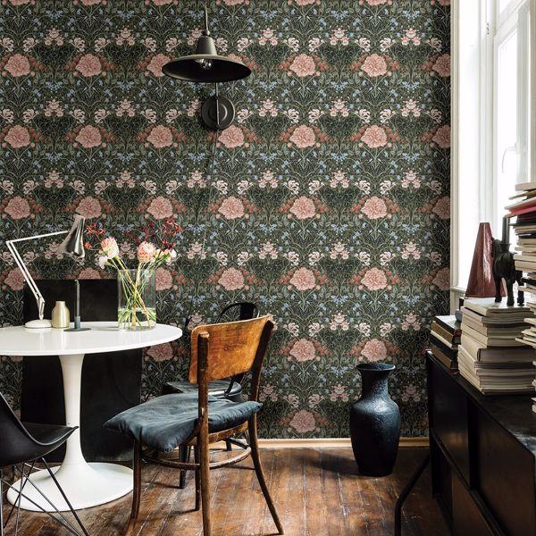 A Street Prints Celestine Green Floral Wallpaper
