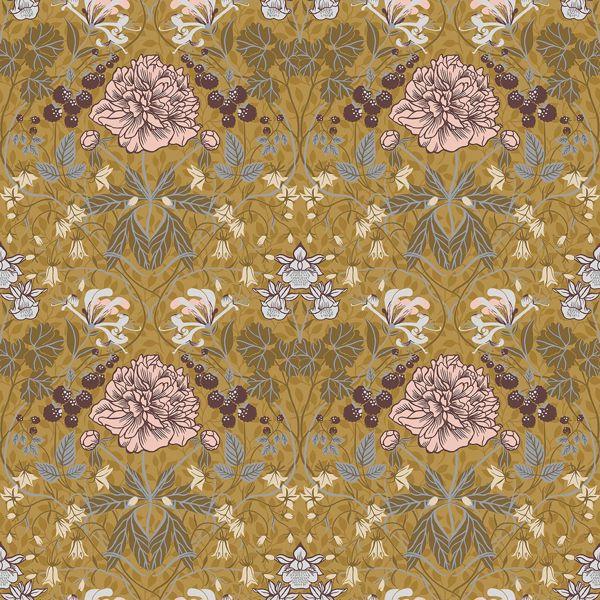 a street prints Celestine Mustard Floral Wallpaper