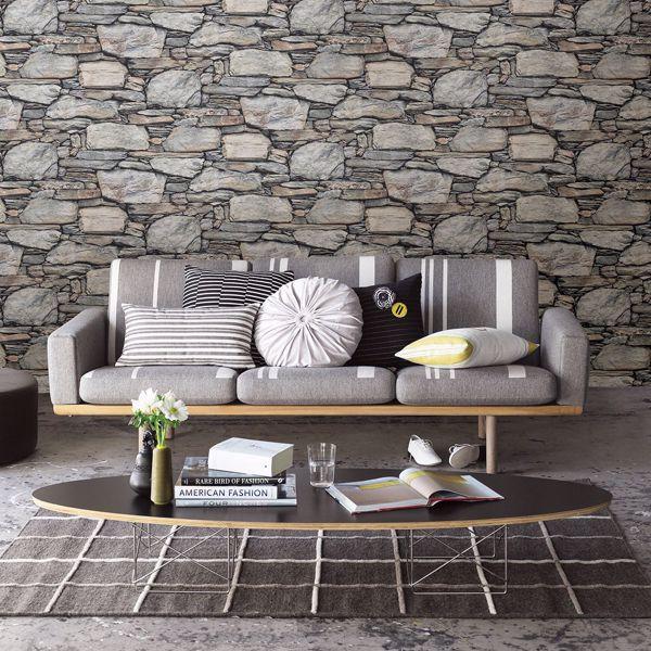 A Street Prints Cesar Grey Stone Wall Wallpaper