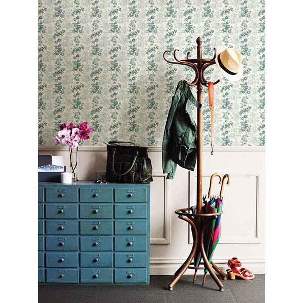 A Street Prints Charlise Teal Floral Stripe