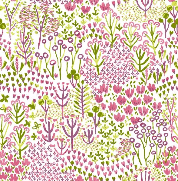 a street prints Chilton Pink Wildflowers Wallpaper