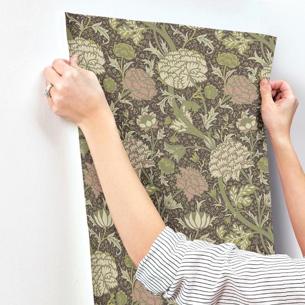 A Street Prints Cray Plum Floral Trail Wallpaper