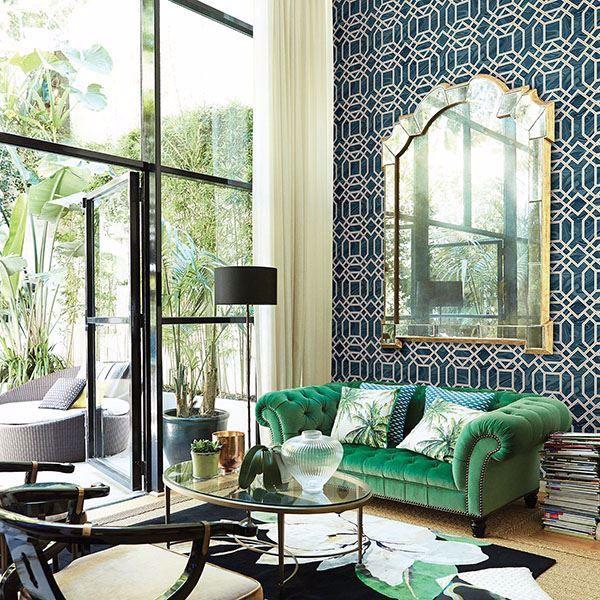 A Street Prints Daphne Blue Trellis Wallpaper
