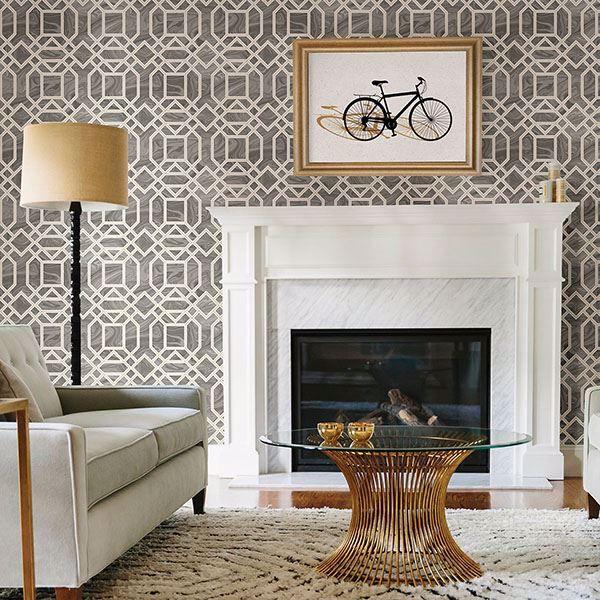A Street Prints Daphne Grey Trellis Wallpaper