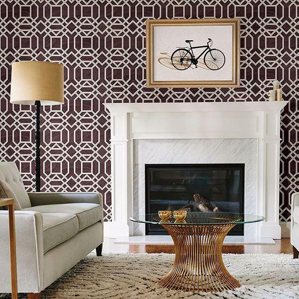 A Street Prints Daphne Maroon Trellis Wallpaper