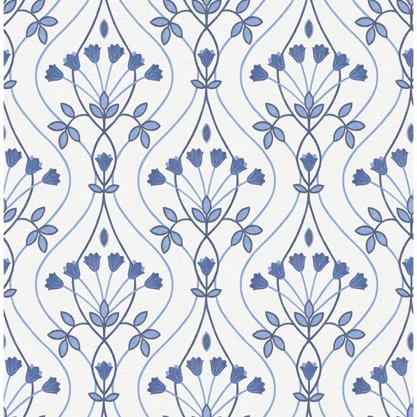 a street prints Dard Blue Tulip Ogee Wallpaper