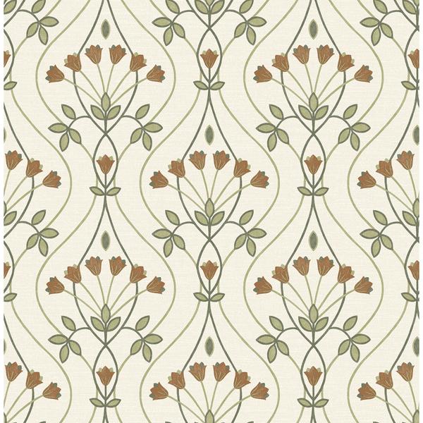 a street prints Dard Green Tulip Ogee Wallpaper