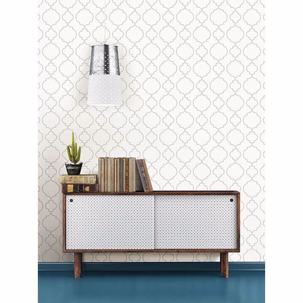 A Street Prints Desiree White Quatrefoil