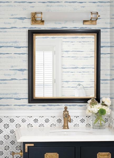A Street Prints Destin Blue Stripe Wallpaper
