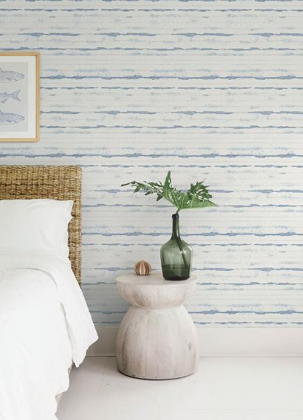 A Street Prints Destin Blue Stripe Wallpaper