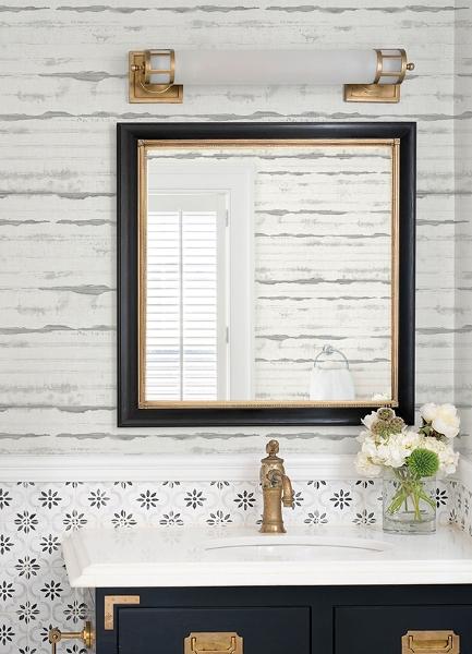 A Street Prints Destin Grey Stripe Wallpaper