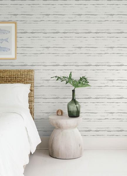 A Street Prints Destin Grey Stripe Wallpaper