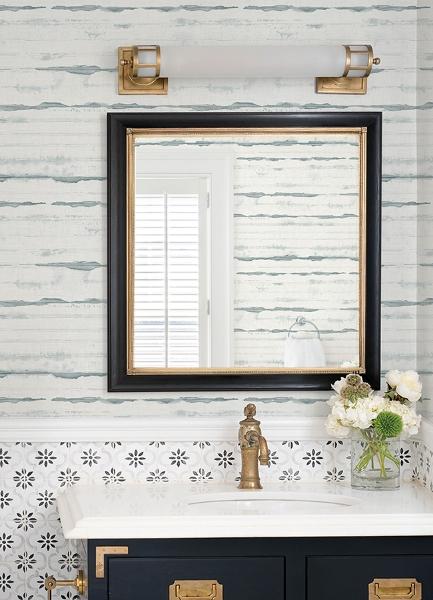 A Street Prints Destin Teal Stripe Wallpaper