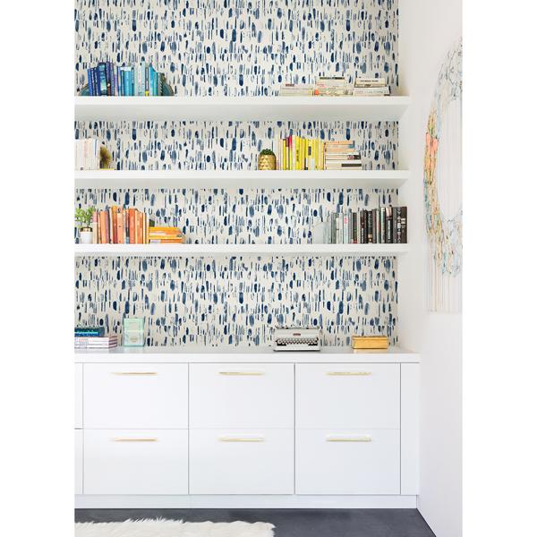 A Street Prints Dwell Navy Brushstrokes Wallpaper