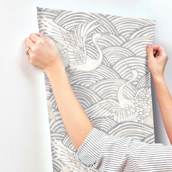 A Street Prints Egret Slate Tidal Dance Wallpaper