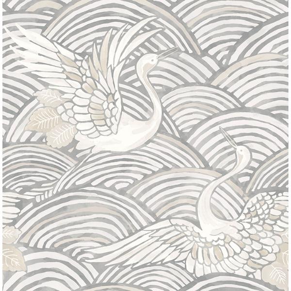a street prints Egret Slate Tidal Dance Wallpaper