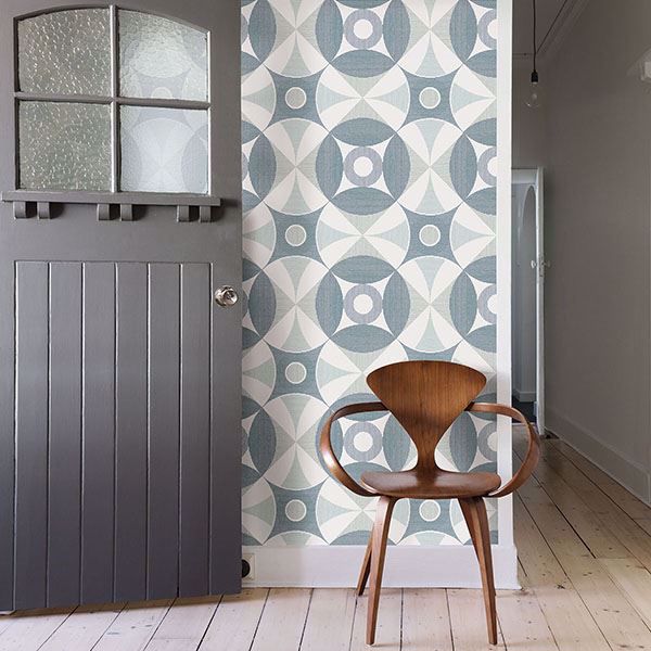 A Street Prints Ellis Teal Geometric Wallpaper