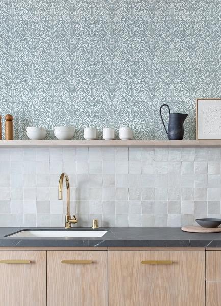 A Street Prints Elma Sky Blue Fiddlehead Wallpaper