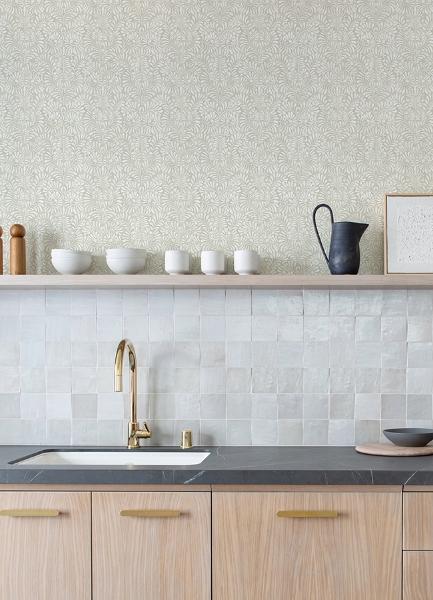 A Street Prints Elma Taupe Fiddlehead Wallpaper