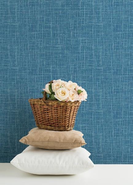 A Street Prints Emerson Blue Linen Wallpaper