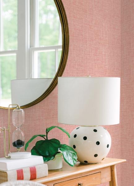 A Street Prints Emerson Coral Faux Linen Wallpaper