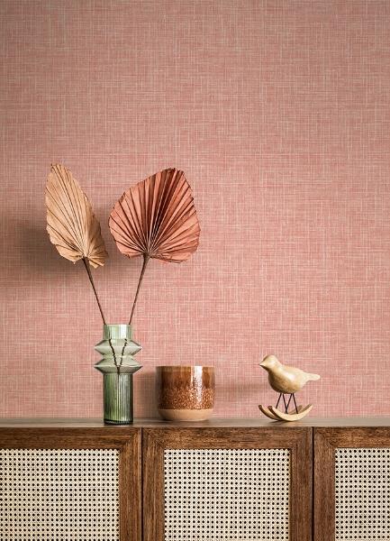 A Street Prints Emerson Coral Linen Wallpaper