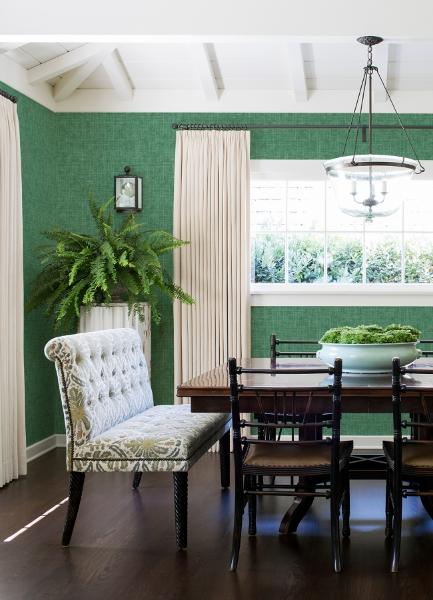 A Street Prints Emerson Green Faux Linen Wallpaper