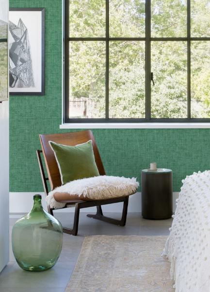 A Street Prints Emerson Green Faux Linen Wallpaper