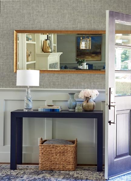 A Street Prints Emerson Grey Faux Linen Wallpaper