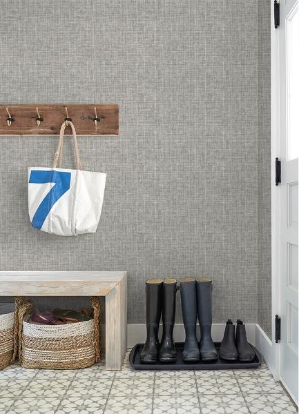 A Street Prints Emerson Grey Linen Wallpaper