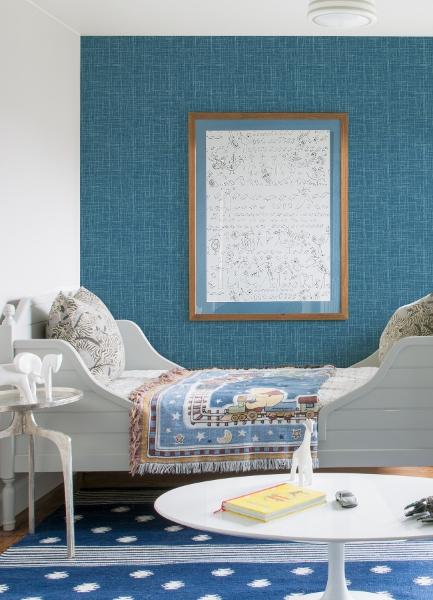 A Street Prints Emerson Teal Faux Linen Wallpaper