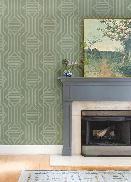 A Street Prints Essex Green Geometric Wallpaper