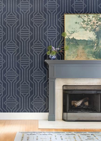 A Street Prints Essex Navy Geometric Wallpaper