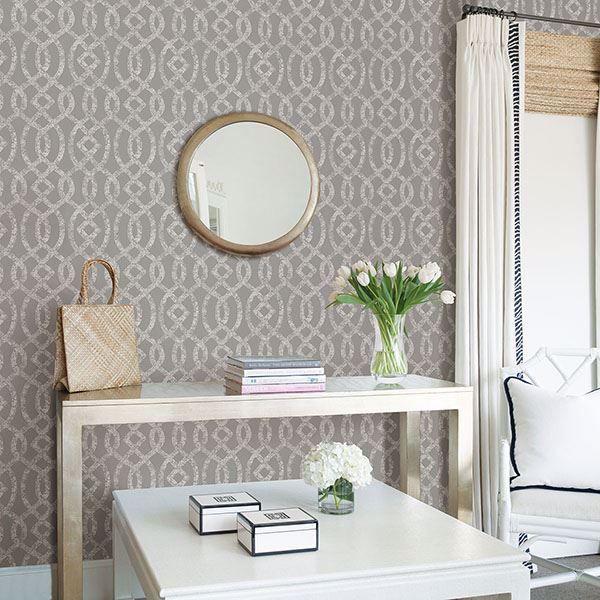 A Street Prints Ethereal Grey Trellis Wallpaper