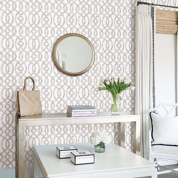 A Street Prints Ethereal Silver Trellis Wallpaper