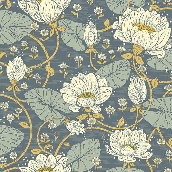 a street prints Eva Blue Lotus Dreams Wallpaper