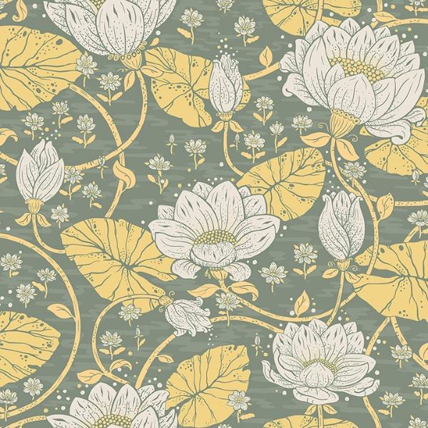 a street prints Eva Yellow Lotus Dreams Wallpaper