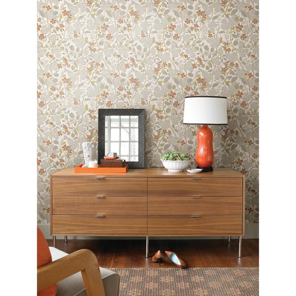 A Street Prints Ewald Grey Garden Vines Wallpaper